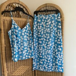 Halogen Blue Floral Skirt Set